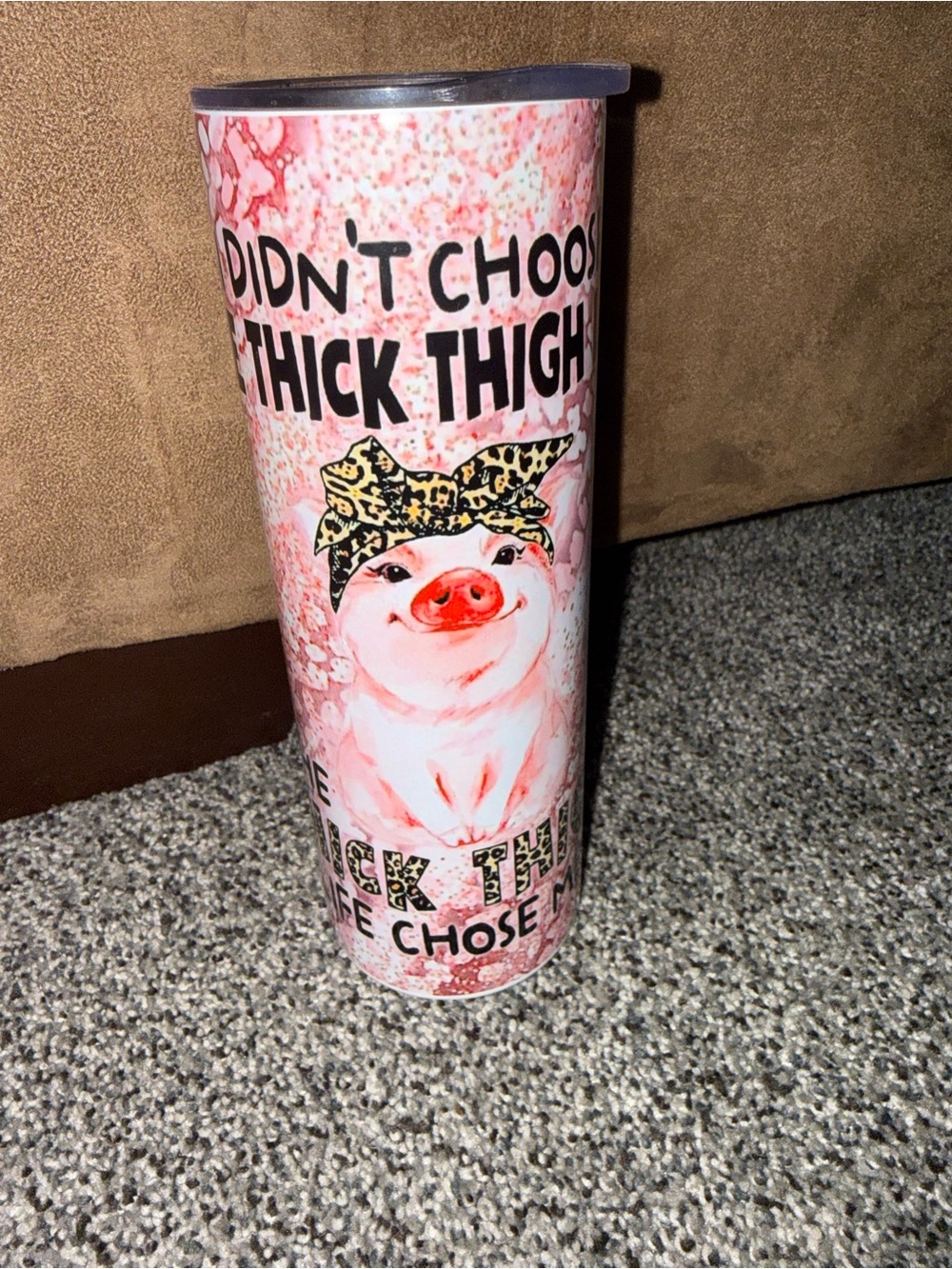 Pink Pig Graphic Tumbler - 'Thick Thighs'